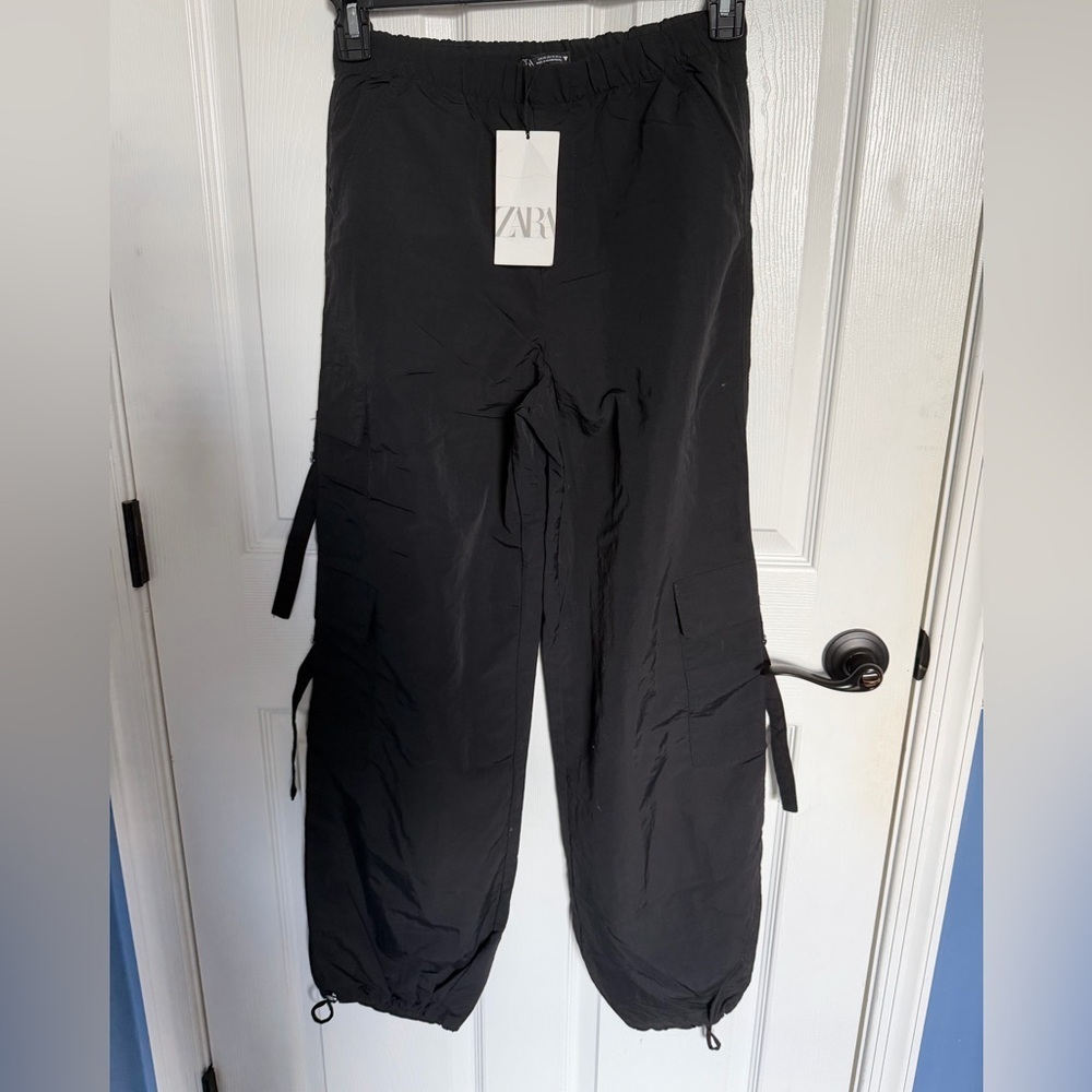 Zara Black Utility Cargo Pants Trousers XS NWT - Picture 2 of 5